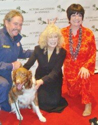 Billy Monahan with his rescue dog Hunter, Loretta Swit, and JoAnne Worley.
