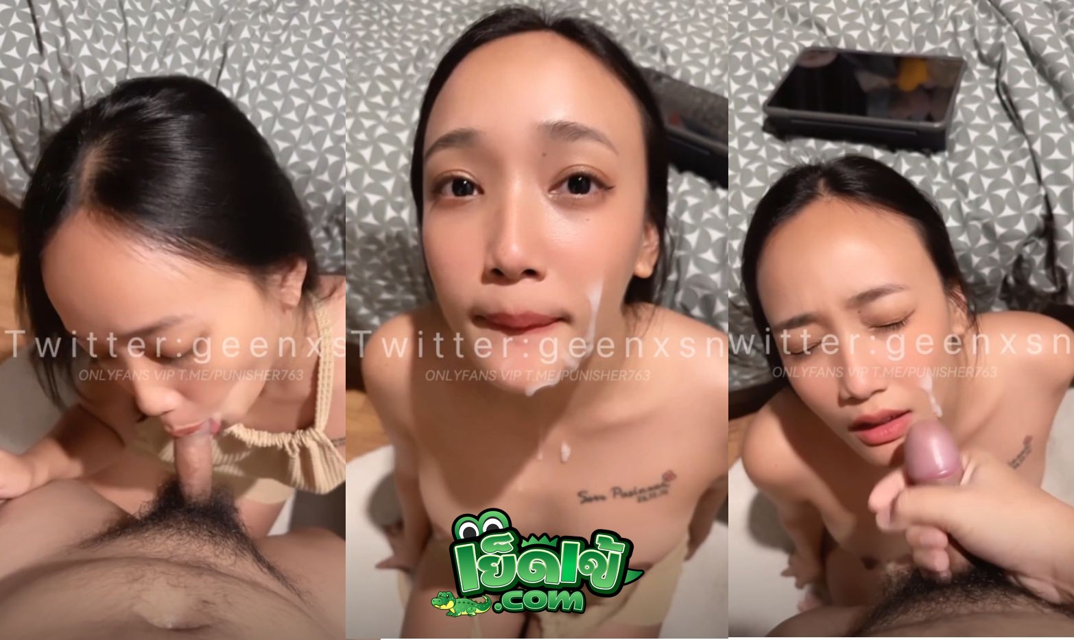 คลิปหลุด Onlyfans Geenxsn น้องกรีน สาวหน้าใสนั่งดูดควยโม้คให้แฟนหนุ่ม ทรงดีจริงๆ อมมิดแท่งเสียวจัด โดนชักแตกใส่หน้าเลย